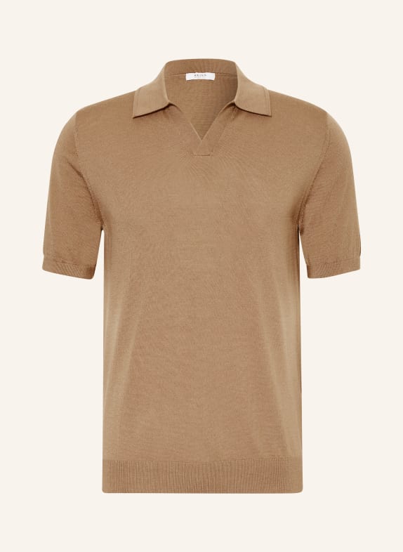 REISS Knitted polo shirt DUCHIE CAMEL