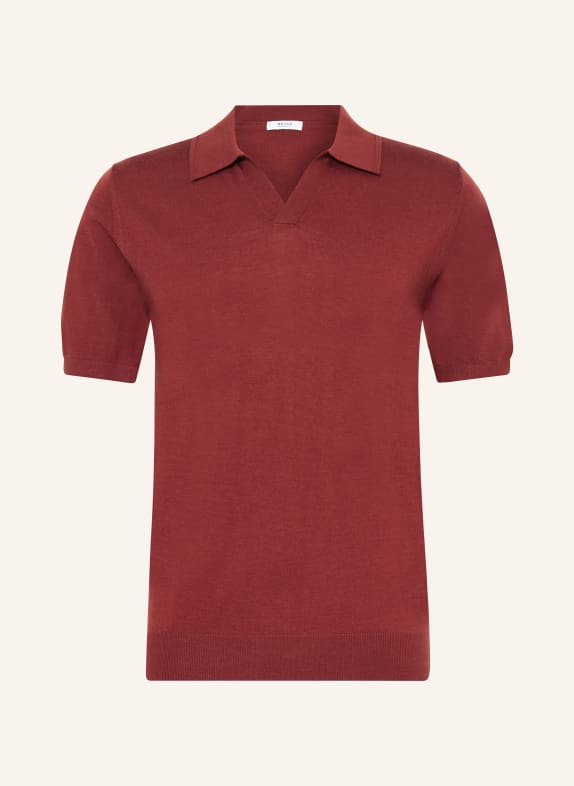 REISS Knitted polo shirt DUCHIE DARK RED
