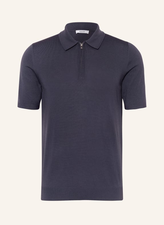 REISS Knitted polo shirt MAXWELL made of merino wool BLUE GRAY