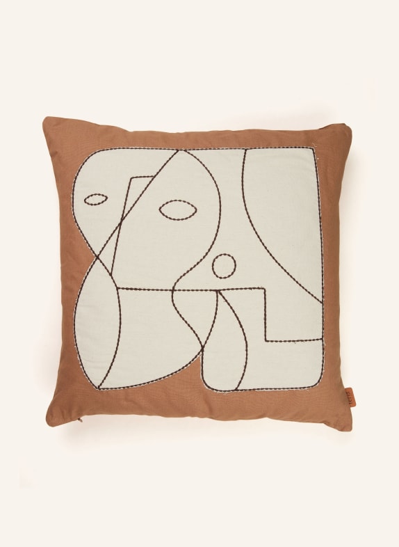 Ferm LIVING Decorative cushion FIGURE with down filling BROWN/ CREAM