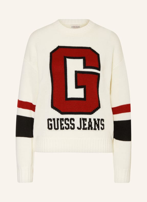 GUESS JEANS Sweater ECRU/ DARK RED
