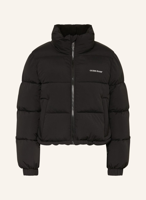 GUESS JEANS Cropped quilted jacket BLACK