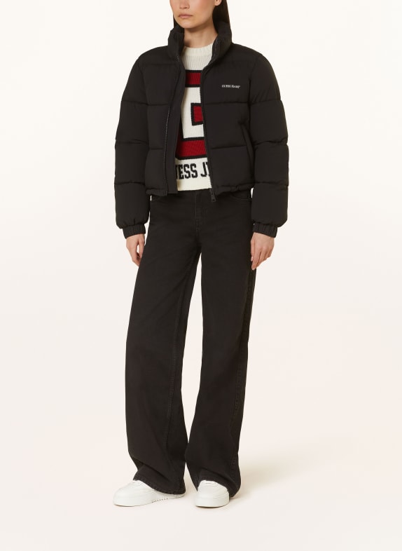 GUESS JEANS Cropped-Steppjacke SCHWARZ