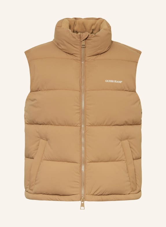 GUESS JEANS Quilted vest CAMEL