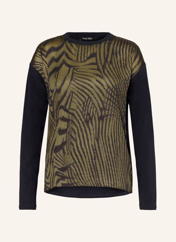 MARC AUREL Longsleeve in Materialmix DUNKELBLAU/ GRÜN