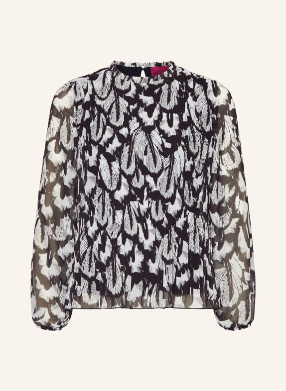 FrogBox Blusenshirt mit Plissees SCHWARZ/ HELLGRAU