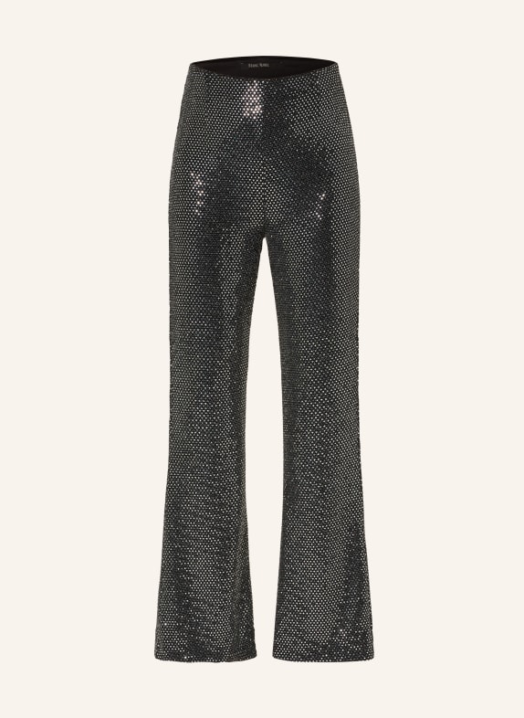 MARC AUREL Bootcut kalhoty s flitry ČERNÁ/ STŘÍBRNÁ