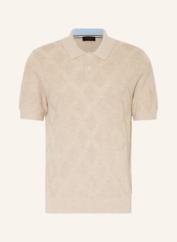 TED BAKER Knitted polo shirt VENTAR regular fit with linen BEIGE