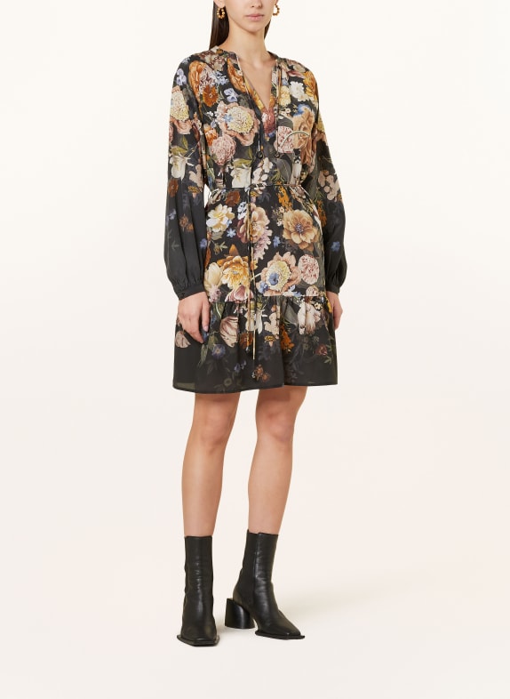 Princess GOES HOLLYWOOD Seidenkleid SCHWARZ/ BEIGE/ DUNKELORANGE