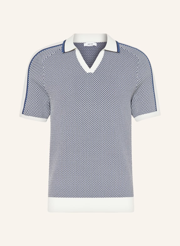 REISS Knitted polo shirt BRUNSWICK BLUE/ CREAM/ BLACK