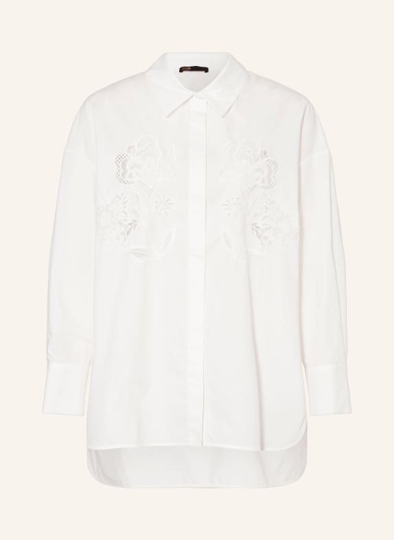 maje Bluza koszulowa z dziurkowanej koronki BIAŁY