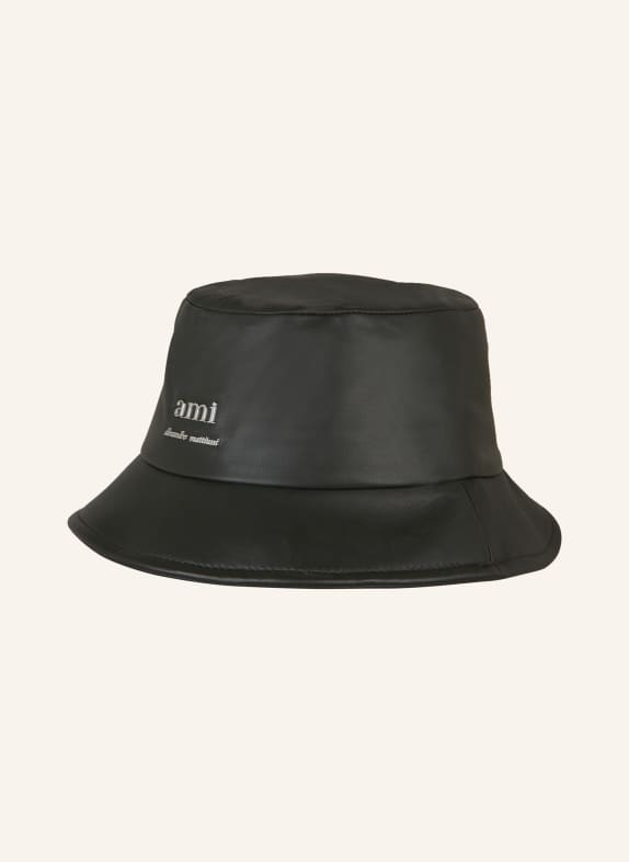 AMI PARIS Bucket hat made of leather OLIVE