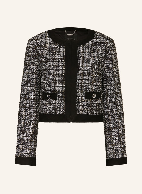 GUESS Tweed jacket YVONNE with glitter thread BLACK/ WHITE/ GRAY