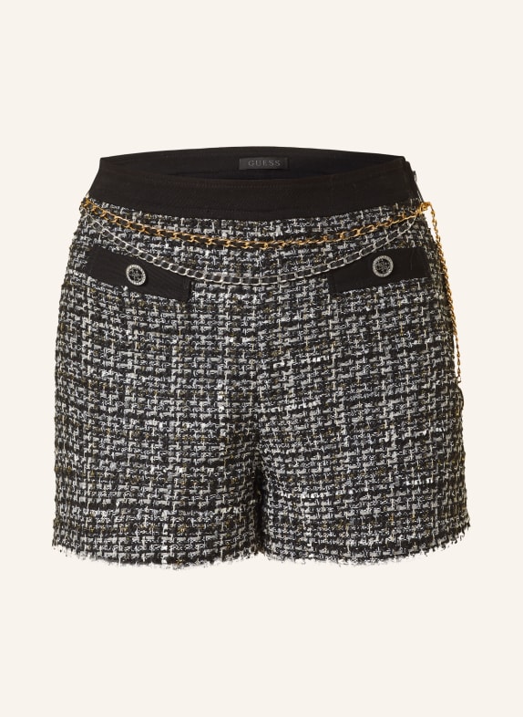 GUESS Tweed shorts YVONNE with glitter thread BLACK/ WHITE/ LIGHT GRAY