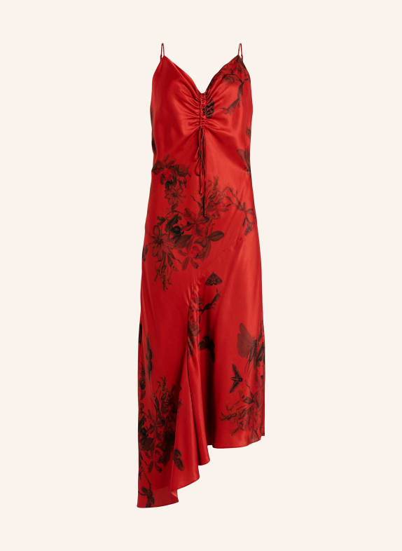 ALLSAINTS Dress ALEXIA SANIBEL with silk RED/ BLACK/ GRAY