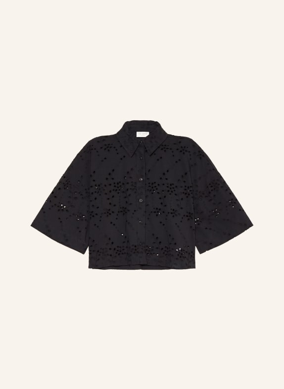 TED BAKER Cropped shirt blouse KILKIS made of broderie anglaise BLACK