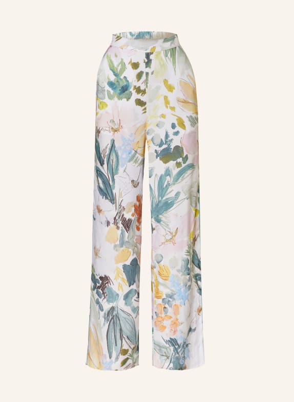 TED BAKER Wide leg trousers SARCA WHITE/ TEAL/ YELLOW