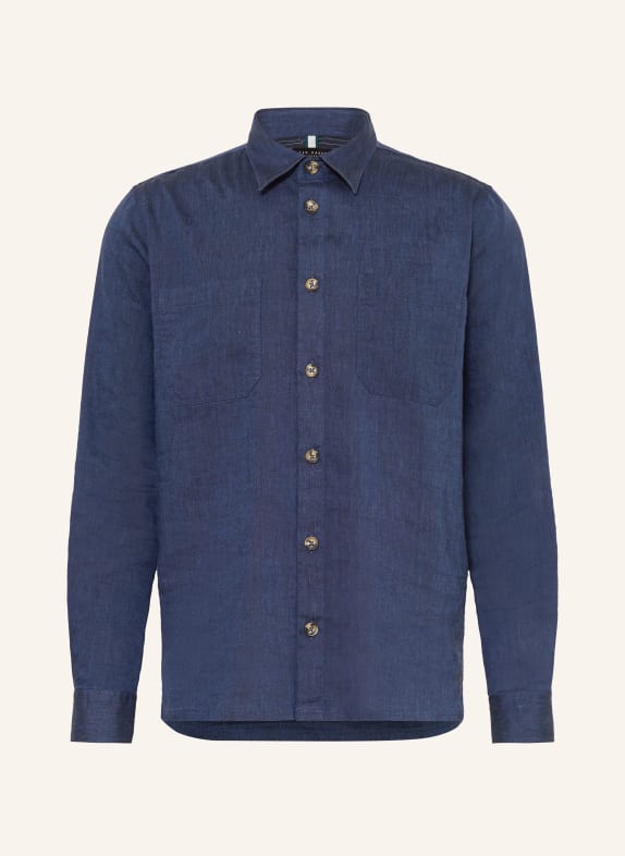 TED BAKER Shirt IIO relaxed fit with linen DARK BLUE