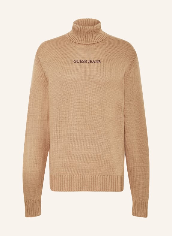 GUESS JEANS Turtleneck sweater CAMEL