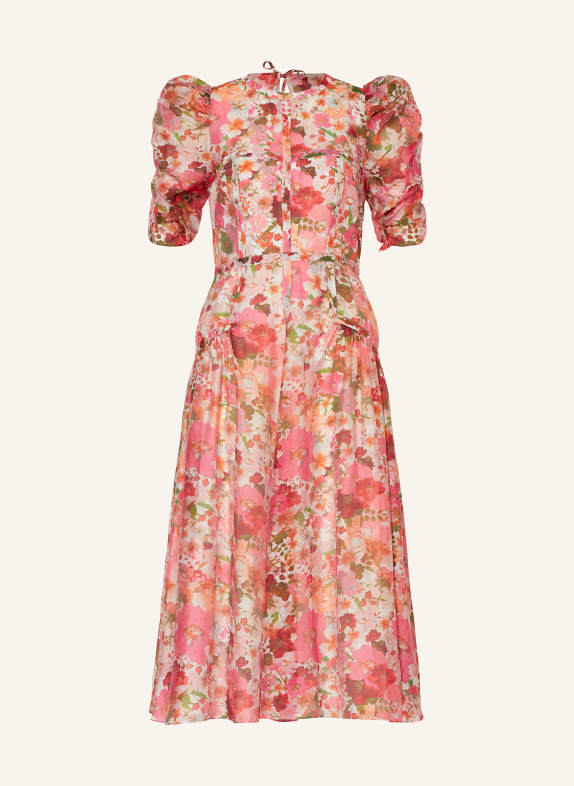 TED BAKER Dress BOTANI with cut-outs and ruffles PINK/ PINK/ GREEN