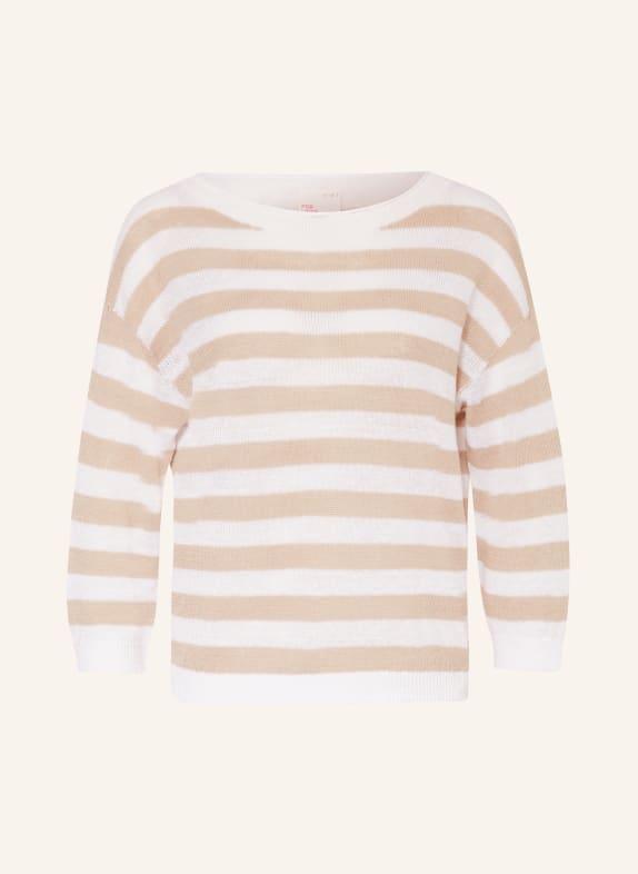 oui Sweater made of linen WHITE/ CAMEL