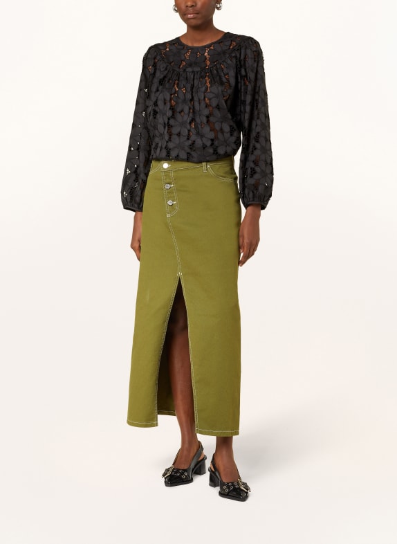 BAUM UND PFERDGARTEN Blouse MAG met opengewerkte kant ZWART