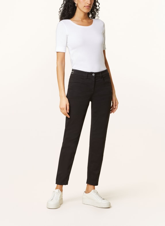 MARC CAIN Koszulka z materiału drobno prążkowanego 100 WEISS