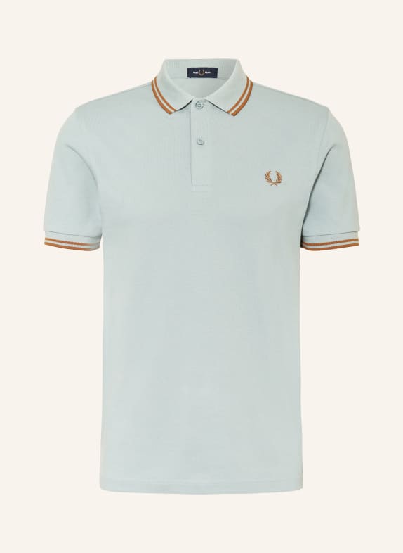 FRED PERRY Piqué polo shirt MINT/ LIGHT BROWN