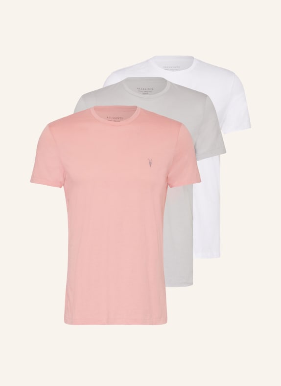 ALLSAINTS 3-pack T-shirts TONIC PINK/ GRAY/ WHITE