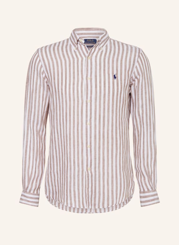 POLO RALPH LAUREN Linen shirt custom fit WHITE/ KHAKI