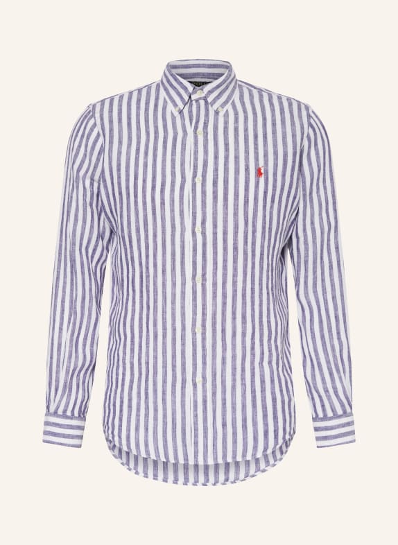POLO RALPH LAUREN Linen shirt custom fit BLUE/ WHITE