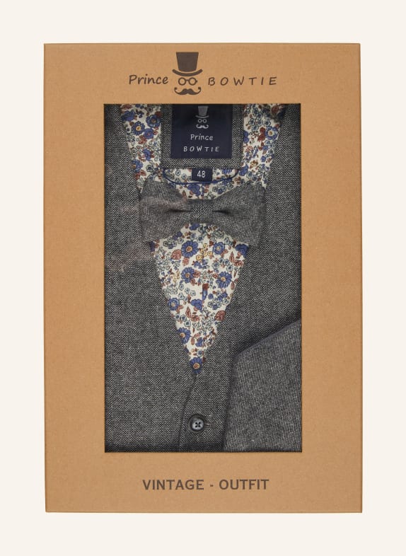 Prince BOWTIE Set: Suit vest, bow tie and pocket square DARK GRAY