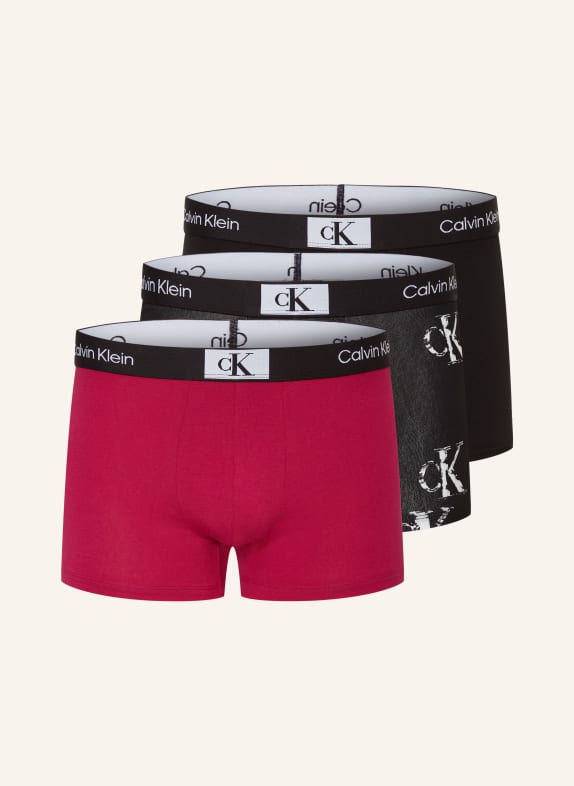 Calvin Klein Boxerky CK96, 3 kusy v balení ČERNÁ/ BÍLÁ/ FUCHSIOVÁ