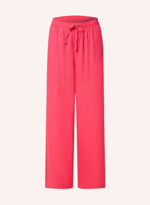 ICHI Wide leg trousers IHLINO with linen PINK