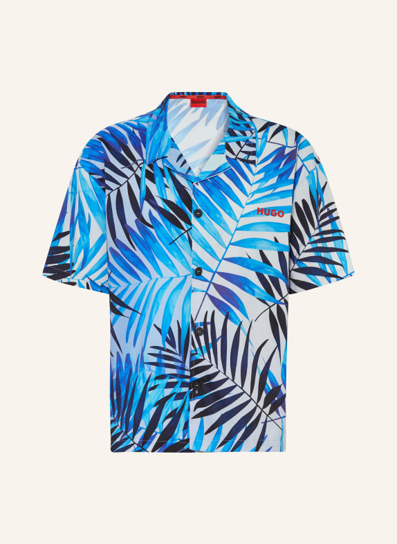 HUGO Resort shirt BEACH made of satin SILVER/ BLUE/ PURPLE