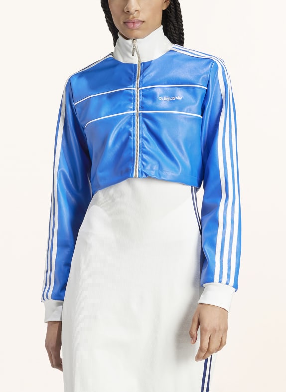adidas Originals Cropped jacket in leather look BLUE/ WHITE
