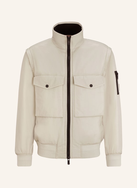 BOSS Bomber jacket OGOLLY with detachable sleeves LIGHT BROWN
