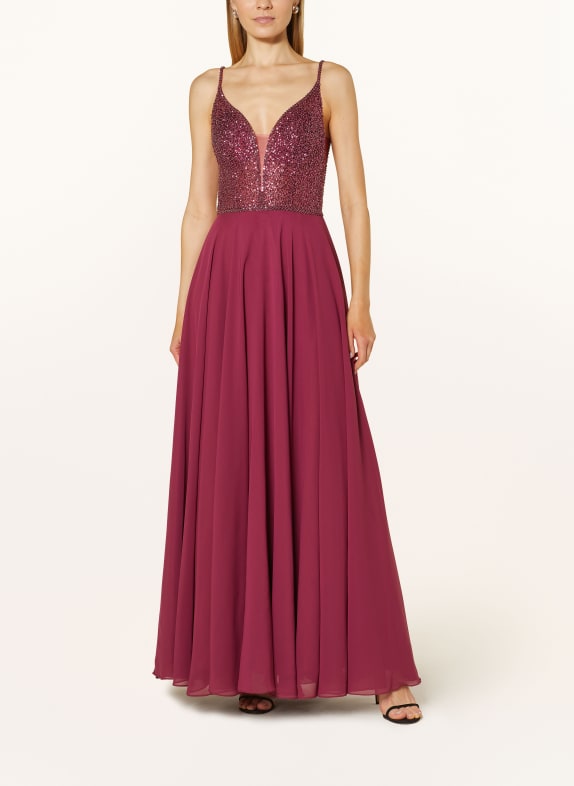 Hey Kyla Evening dress with sequins and decorative gems DARK RED