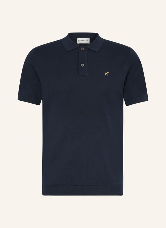 NOWADAYS Knitted polo shirt with silk DARK BLUE