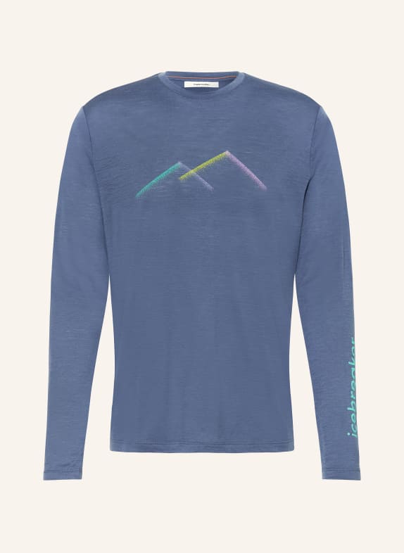 icebreaker Long sleeve shirt MERINO TECH LITE III in merino wool BLUE GRAY