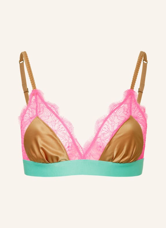 LOVE Stories Triangle bra LOVE LACE LIGHT BROWN/ NEON PINK/ MINT