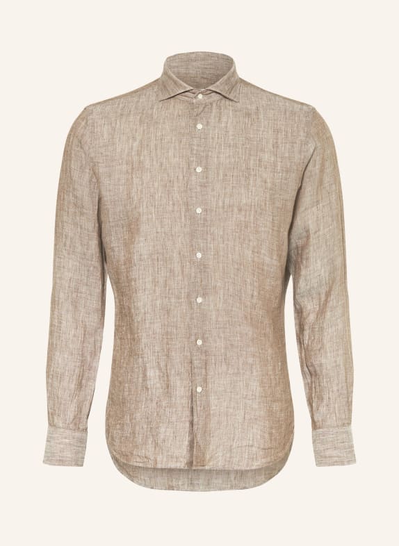 PROFUOMO Linen shirt regular fit BROWN