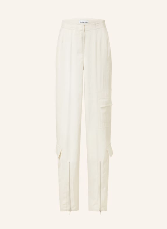 Calvin Klein Cargo pants made of satin CREAM