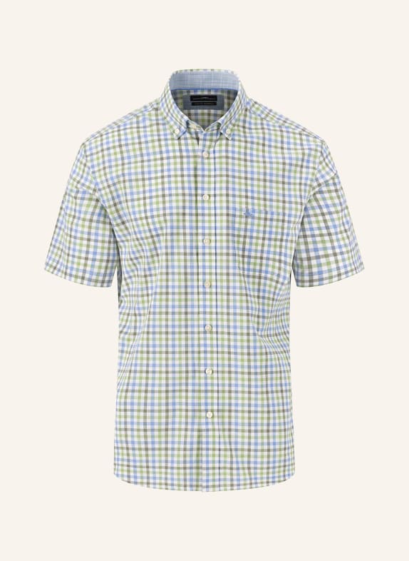 FYNCH-HATTON Short sleeve shirt SUMMER SLUB comfort fit WHITE/ BLUE/ GREEN