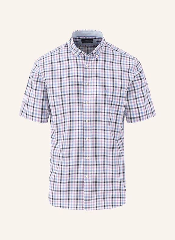 FYNCH-HATTON Short sleeve shirt SUMMER SLUB comfort fit BLACK/ WHITE/ PINK
