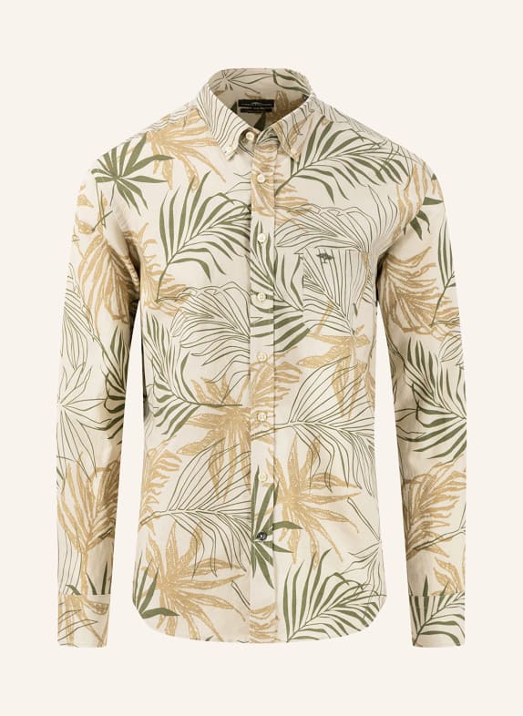 FYNCH-HATTON Shirt comfort fit with linen BEIGE/ KHAKI/ LIGHT BROWN