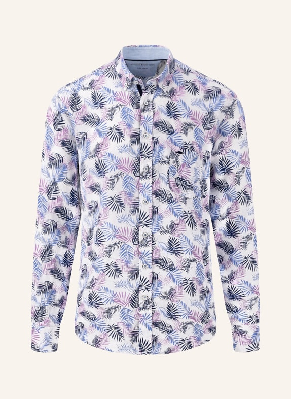 FYNCH-HATTON Linen shirt regular fit LIGHT PURPLE/ DARK BLUE/ WHITE