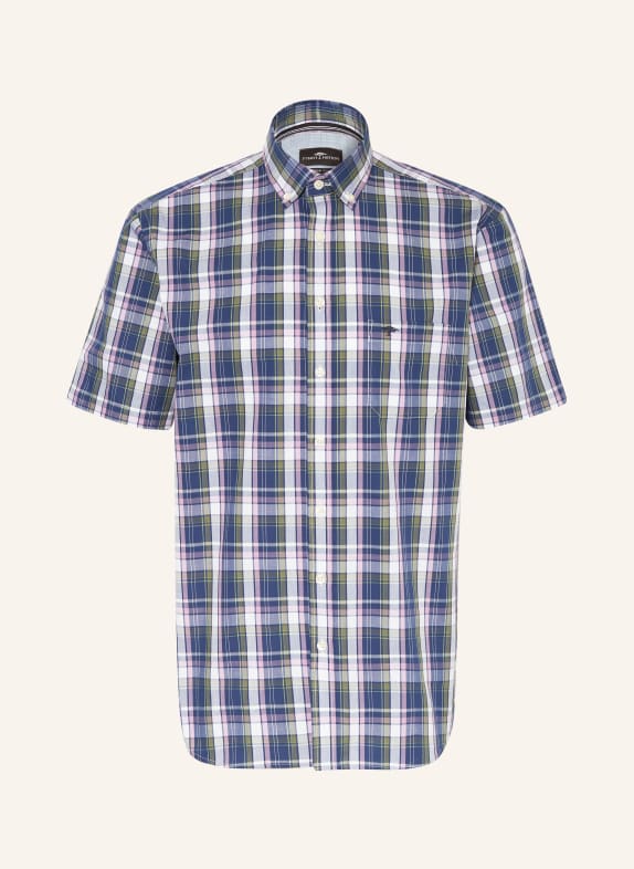 FYNCH-HATTON Short sleeve shirt regular fit DARK BLUE/ WHITE/ PURPLE