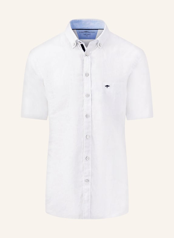 FYNCH-HATTON Short sleeve shirt comfort fit in linen WHITE