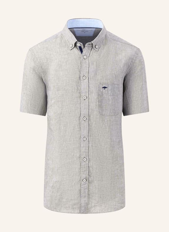 FYNCH-HATTON Short sleeve shirt comfort fit in linen OLIVE